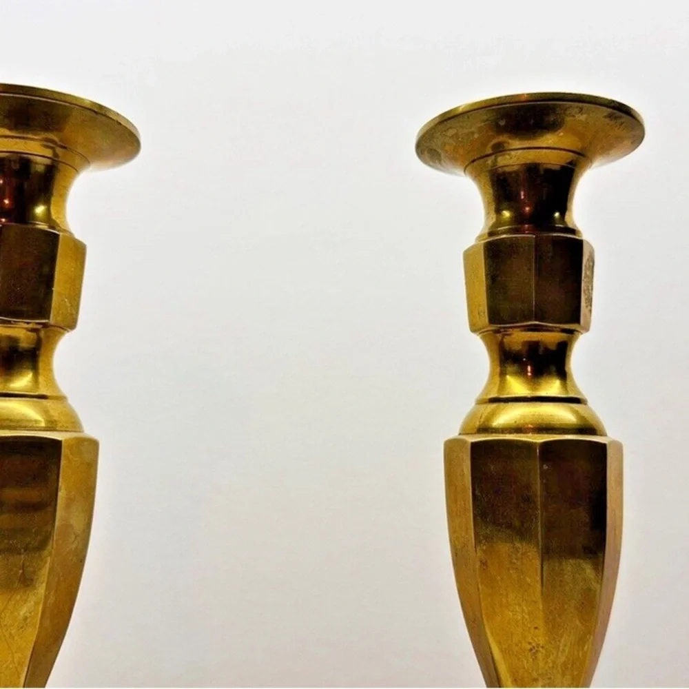Elegant Heavy Brass Candle Holders-Vintage
